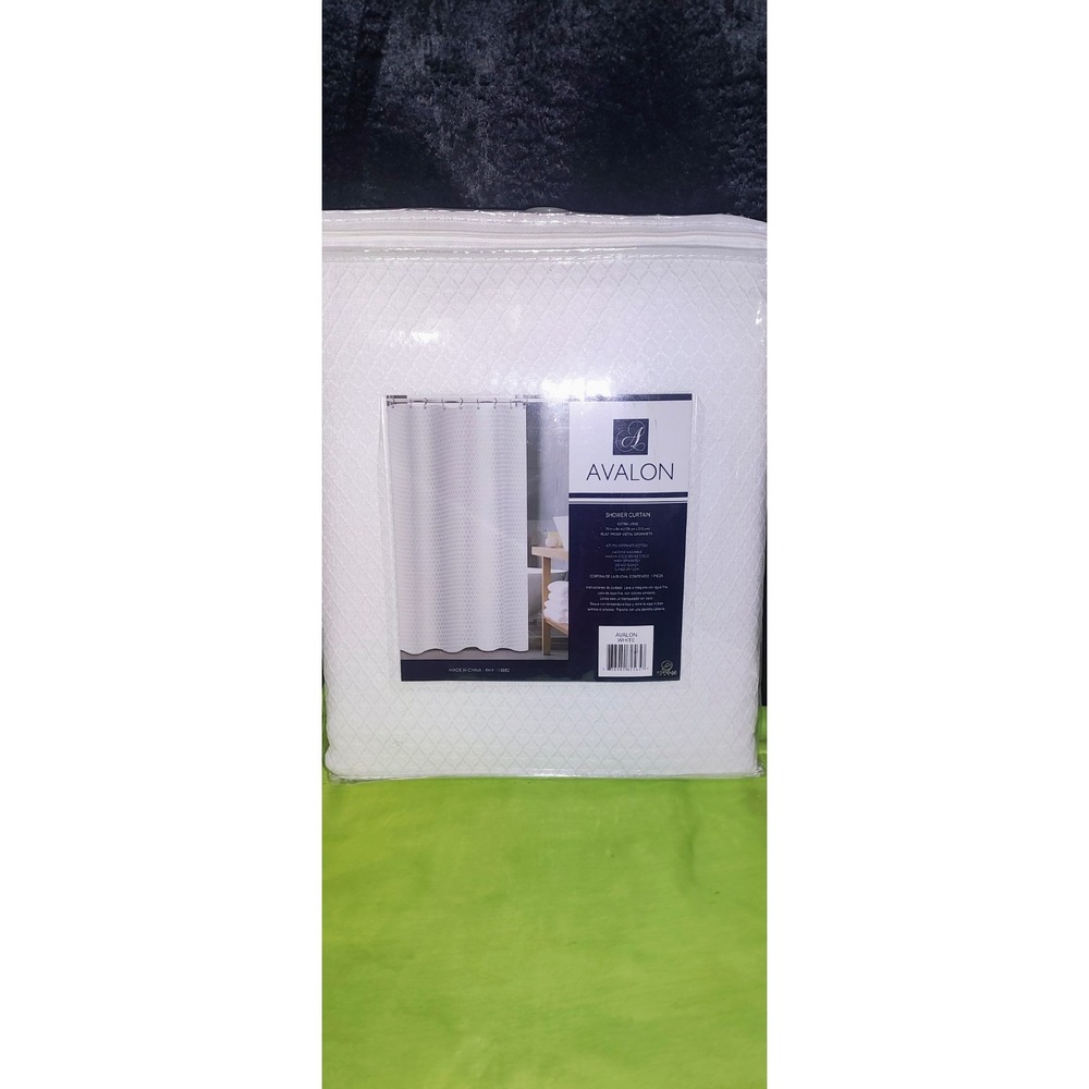 Avalon White Shower Curtain Extra Long 70x84 Inches